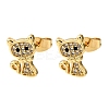 Brass Micro Pave Cubic Zirconia Cat Shape Stud Earrings EJEW-K267-30G-4