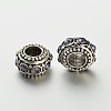 Antique Silver Zinc Alloy Rhinestone Large Hole European Rondelle Beads CPDL-O005-13-1