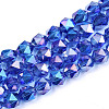 Electroplate Transparent Glass Beads Strands EGLA-T019-06H-1