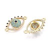 Brass Micro Pave Sky Blue Cubic Zirconia Connector Charms KK-N284-01G-2