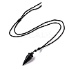 Gemstone Cone Pendant Necklace with Nylon Cord for Women G-A210-05-3