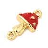 Brass Enamel Autumn Mushroom Connector Charms KK-A266-47G-3