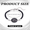 1 Set 2Pcs Valentine's Day Luminous 304 Stainless Steel Glass Flat Round Link Bracelet Sets BJEW-LP0001-35C-2