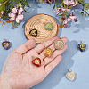 7Pcs 7 Styles Chakra Natural Tiger Eye & Sodalite & Red Jasper & Quartz Crystal & Green Aventurine & Amethyst & Red Aventurine Copper Wire Wrapped Heart Pendants with Golden Tone Metal Slices PALLOY-FH00093-3