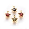 Golden Tone Brass Micro Pave Cubic Zirconia Charms ZIRC-L075-13-1