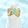 Brass Enamel Adjustable Cuff Rings for Women RJEW-G357-01G-2