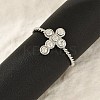 304 Stainless Steel Crystal Rhinestone Cuff Rings for Women RJEW-G338-03P-1