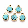 Synthetic Turquoise Half Round Charms STAS-N109-213B-G-1