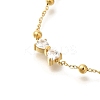 304 Stainless Steel with Cubic Zirconia Link Bracelets STAS-Z103-02G-03-2