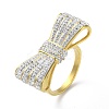 Ion Plating(IP) 304 Stainless Steel Rhinestone Wide Band Rings for Women RJEW-P095-01G-1
