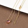 304 Stainless Steel Pave Cubic Zirconia/Glass Heart Pendant Necklaces NJEW-H088-06G-5