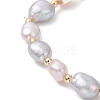 Natural Cultured Freshwater  Pearl & Brass Beads Stretch Bracelet for Women BJEW-JB13209-4