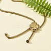 304 Stainless Steel Crystal Rhinestone Clover Lariat Necklaces NJEW-V001-07G-4