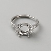 Adjustable Brass & Rhinestone Finger Rings Components KK-WH0044-211A-1