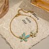 304 Stainless Steel Enamel & Crystal Rhinestone Link Bracelets for Women LS-BJEW-G763-01G-1