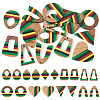 18Pcs 9 Styles Jamaican Colour Epoxy Resin & Walnut Wood Pendants RESI-TA0003-87-1