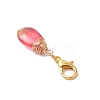 Wire Wrapped Glass Teardrop Pendant Decorations HJEW-JM02974-02-5