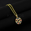 Brass Pave Colorful Cubic Zirconia Initial Ring Pendant Necklaces FS-WGF1437-07-1