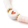 Polymer Clay Heishi Beads Stretch Bracelets Sets for Valentine's Day BJEW-JB06298-03-9