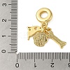 Rack Plating Brass Micro Pave Clear Cubic Zirconia European Dangle Charms KK-P279-34G-3