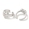 Rack Plating Brass Micro Pave Clear Cubic Zirconia Heart with Cross Cuff Earrings for Women EJEW-P280-21P-2