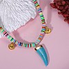 Handmade Polymer Clay Heishi Beads Pendant Necklaces NJEW-JN02817-5