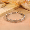 304 Stainless Steel Geometric Rhombus Link Chain Bracelets for Women WG21875-01-2