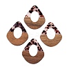 Transparent Resin and Walnut Wood Pendants RESI-T057-07B-1