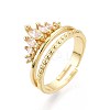 Brass Micro Pave Cubic Zirconia Cuff Rings for Women KK-T071-62G-4