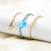 304 Stainless Steel Glass Beads Link Chain Bracelets BJEW-A036-14G-01-3