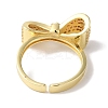 Bowknot Brass Micro Pave Clear Cubic Zirconia Open Cuff Rings for Women LS-RJEW-C098-21G-3