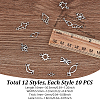 120Pcs 12 Styles Tibetan Style Alloy Links Connector Charms FIND-GA0005-51-2