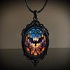 Oval Gothic Alloy Glass Halloween Pendant Necklaces for Women FS-WG73C21-04-1