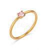Flat Round 304 Stainless Steel Micro Pave Cubic Zirconia Finger Rings FS-WG2DA17-47-1