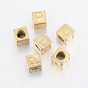 304 Stainless Steel Large Hole Letter European Beads X-STAS-H428-01G-P-1
