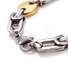 PVD Vacuum Plating 201 Stainless Steel Bean Link Chain Bracelets STAS-E160-09GP-3
