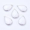 Silver Color Plated Brass Glass Teardrop Pendants X-GLAA-M006-A-22S-1