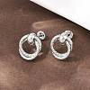 304 Stainless Steel Textured Ring Stud Earrings EJEW-P324-04P-3