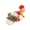 Christmas Theme Brass Micro Pave Cubic Zirconia Pendants KK-C076-27G-04-2