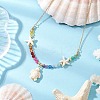 Beach Synthetic Turquoise Turtle Starfish Pendant Necklaces NJEW-JN05251-1