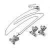 Bear Brass Micro Pave Cubic Zirconia Stud Earrings & Pendant Necklaces Sets SJEW-Z002-01P-4