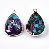 Teardrop Assembled Synthetic Turquoise and Natural Regalite/Imperial Jasper Pendants G-N330-20A-2