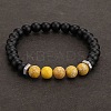 8MM Dyed Natural Imperial Jasper and Frosted Black Round Beaded Stretch for Men DZ7575-2-1