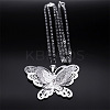 201 Stainless Steel Crystal Rhinestone 3D Hollow Butterfly Pendant Necklaces for Women LS-NJEW-K283-30P-3