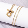 304 Stainless Steel Glass Drill Birth Stone Constellation Pendant Necklaces LS-STAS-D305-08G-B-4