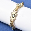 Brass Micro Pave Cubic Zirconia Link Chain Bracelets for Women BJEW-H639-13G-1