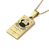 304 Stainless Steel Black Enamel Rectangle with Constellation Pendant Necklaces NJEW-I128-01C-1