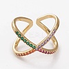 Brass Micro Pave Cubic Zirconia Cuff Rings RJEW-C101-13G-A-3