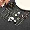 304 Stainless Steel Enamel Shoes Skull Heart Pumpkin Pendant & Necklaces & Bracelets Sets SJEW-Q002-01G-4