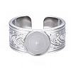 Non-Tarnish 304 Stainless Steel Open Cuff Finger Ring Cabochon Settings STAS-T060-05P-1